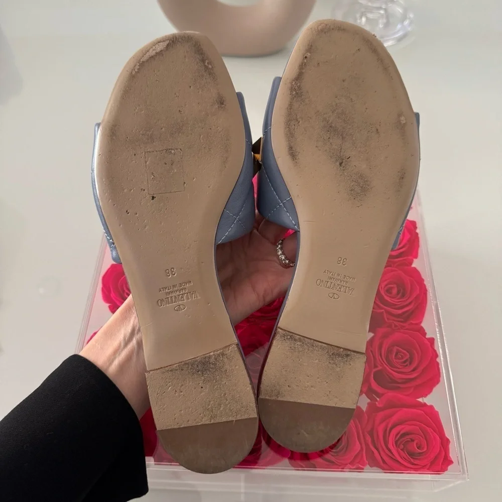 Valentino Roman Stud Flat Slide Sandal In Quilted Nappa Slipper size 38 /8 - Picture 12 of 14